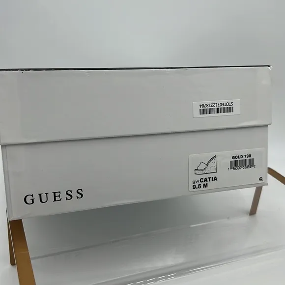 Guess NWB Catia Cork Wedge Sandals Gold