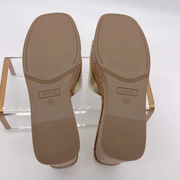 Guess NWB Catia Cork Wedge Sandals Gold