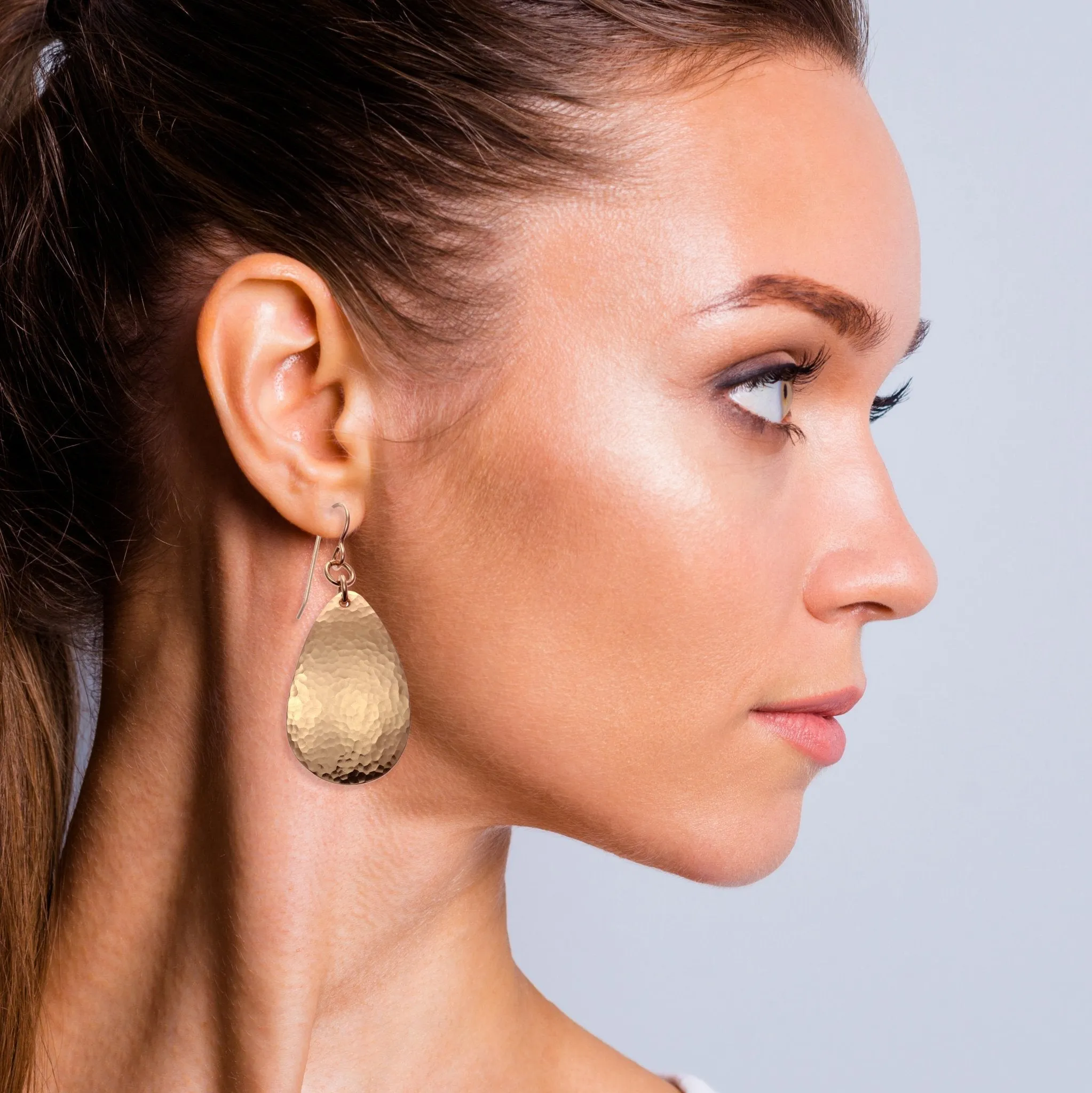 Hammered Bronze Teardrop Earrings