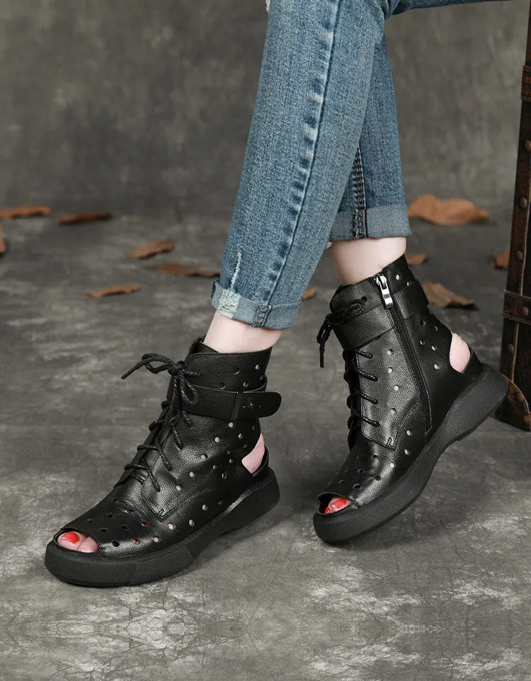Handmade Open Toe Hollow Sandals Boots
