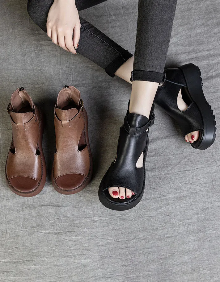 Handmade Retro Ankle Strap Open Toe Sandals