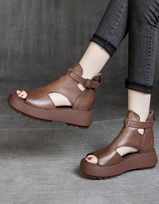 Handmade Retro Ankle Strap Open Toe Sandals