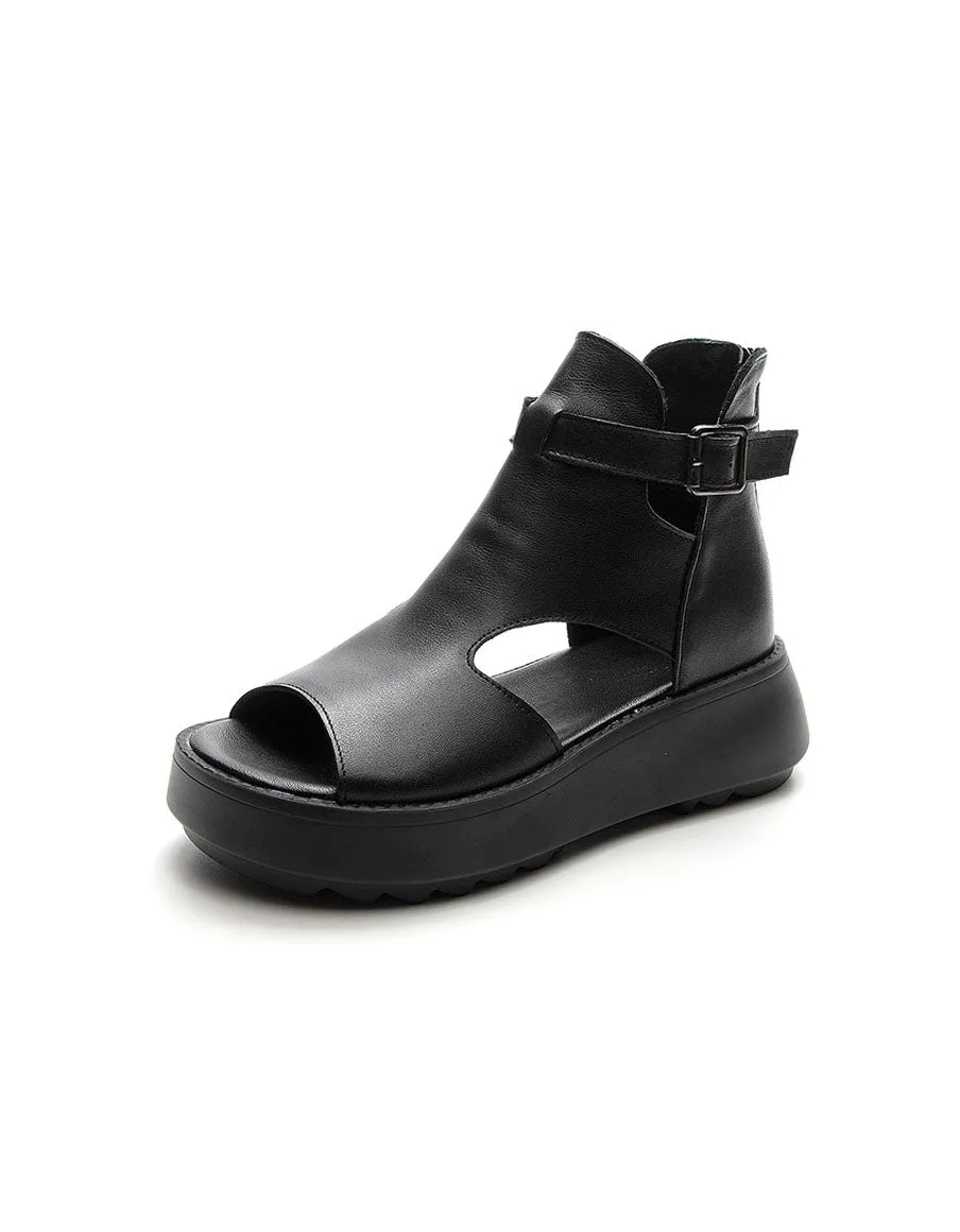 Handmade Retro Ankle Strap Open Toe Sandals