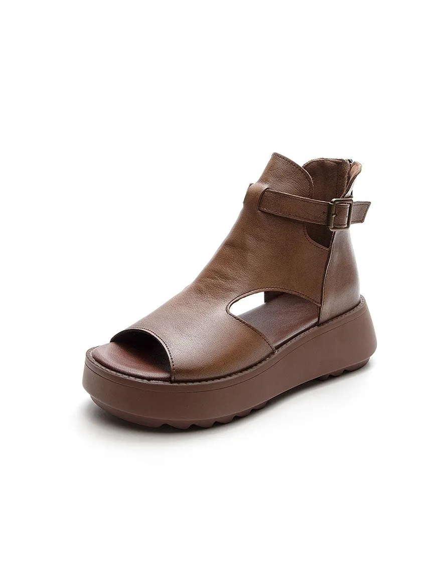 Handmade Retro Ankle Strap Open Toe Sandals