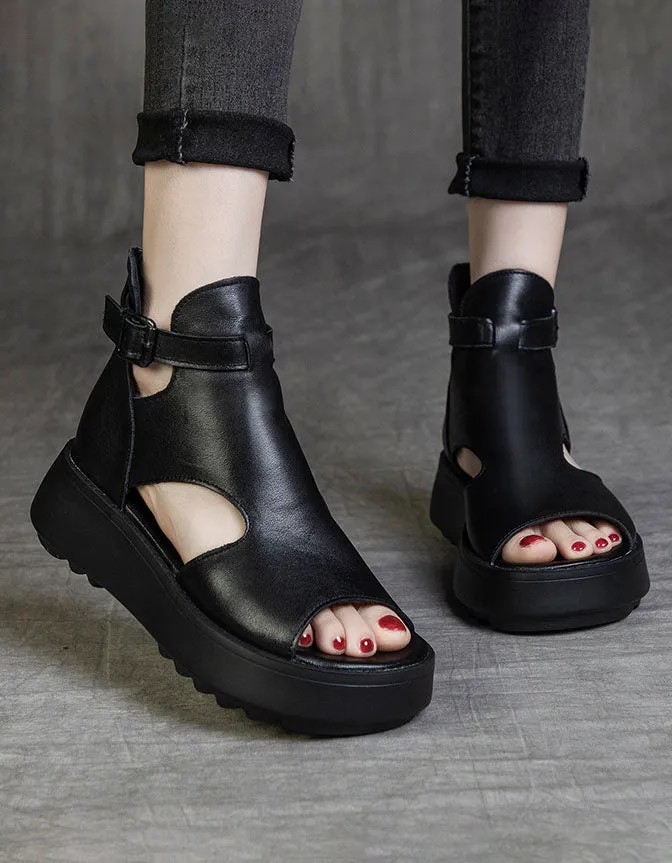 Handmade Retro Ankle Strap Open Toe Sandals