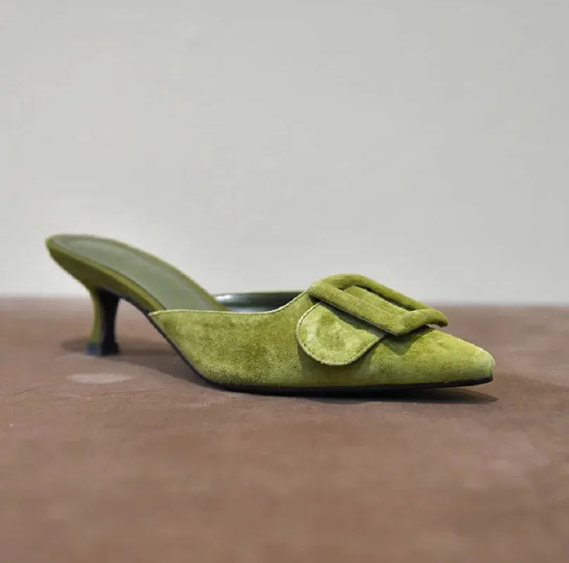 Hannah Suede Kitten Heel Mules