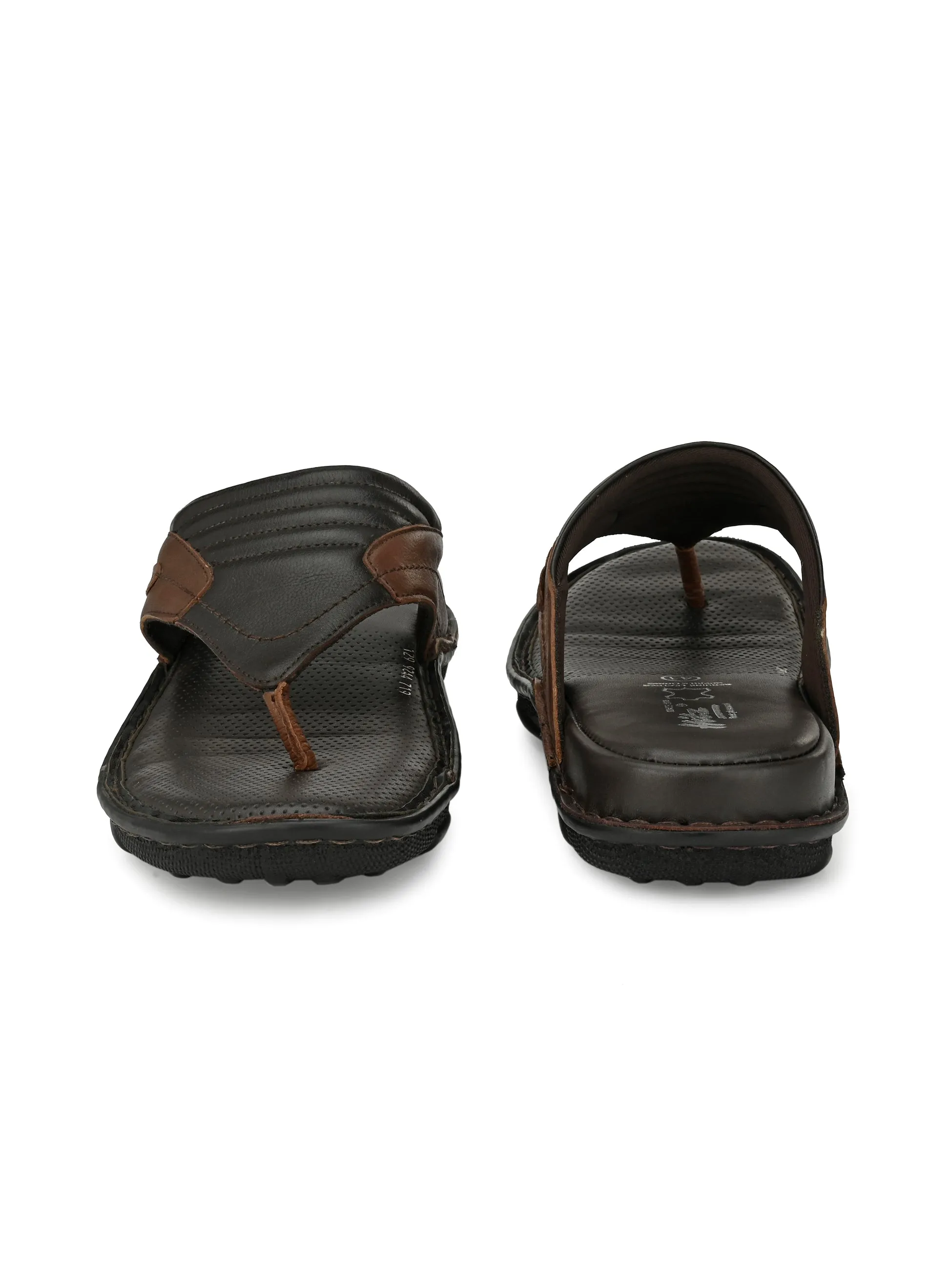 HITZ9244 Men's Brown Leather Daily Wear Open Slipper