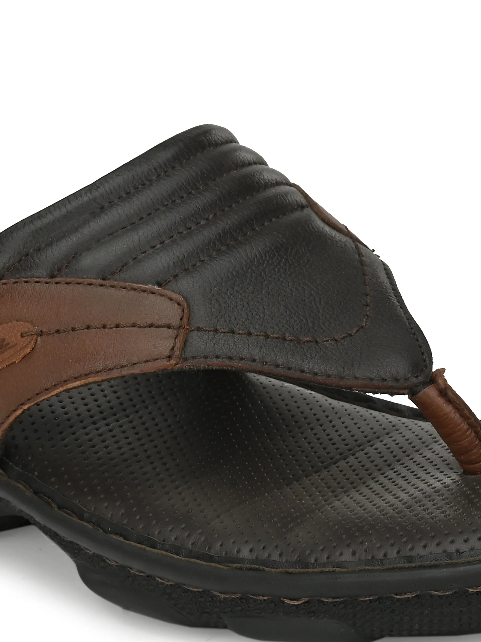 HITZ9244 Men's Brown Leather Daily Wear Open Slipper