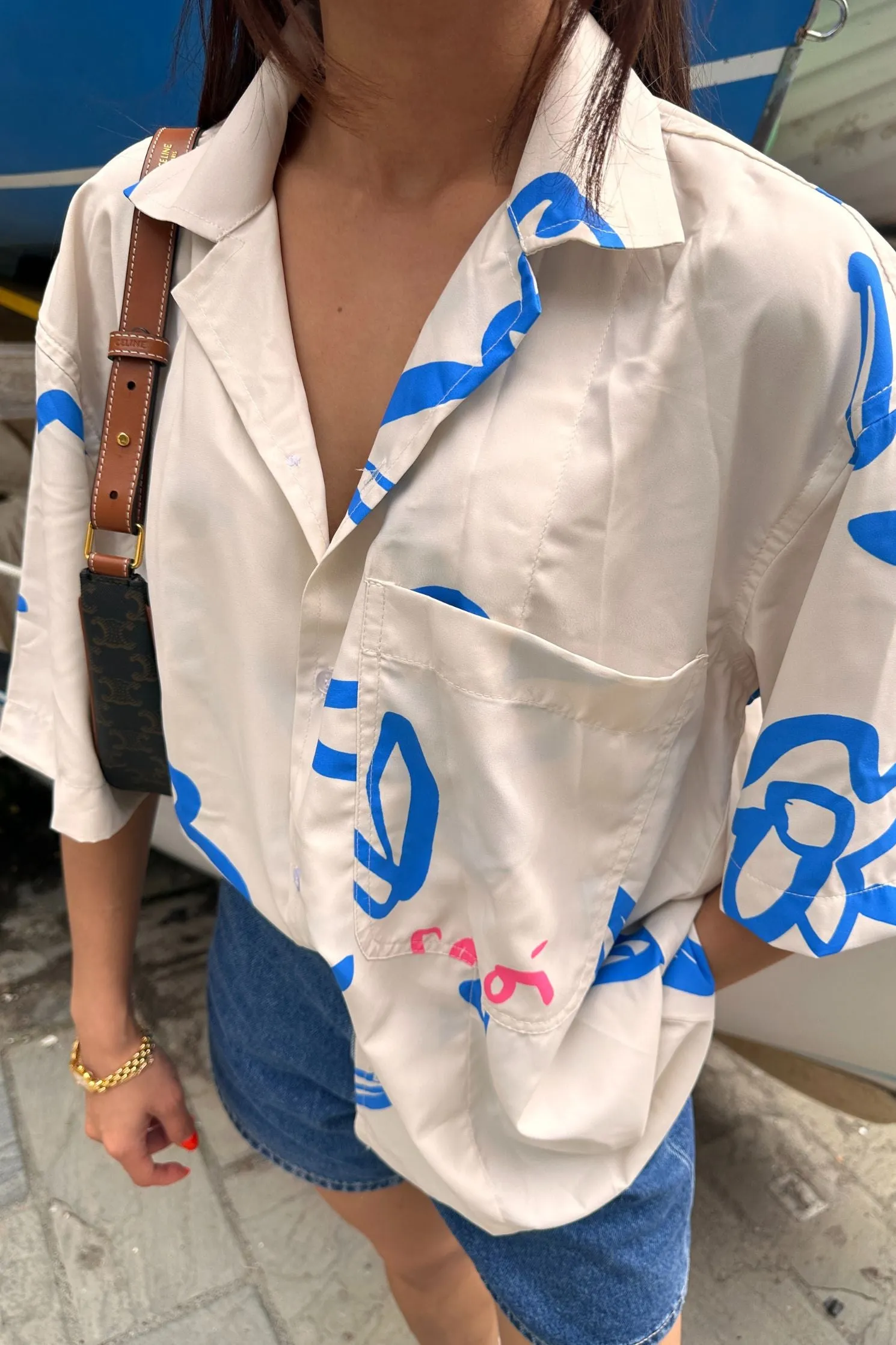 Isla Oversized Shirt in Cinque Blue