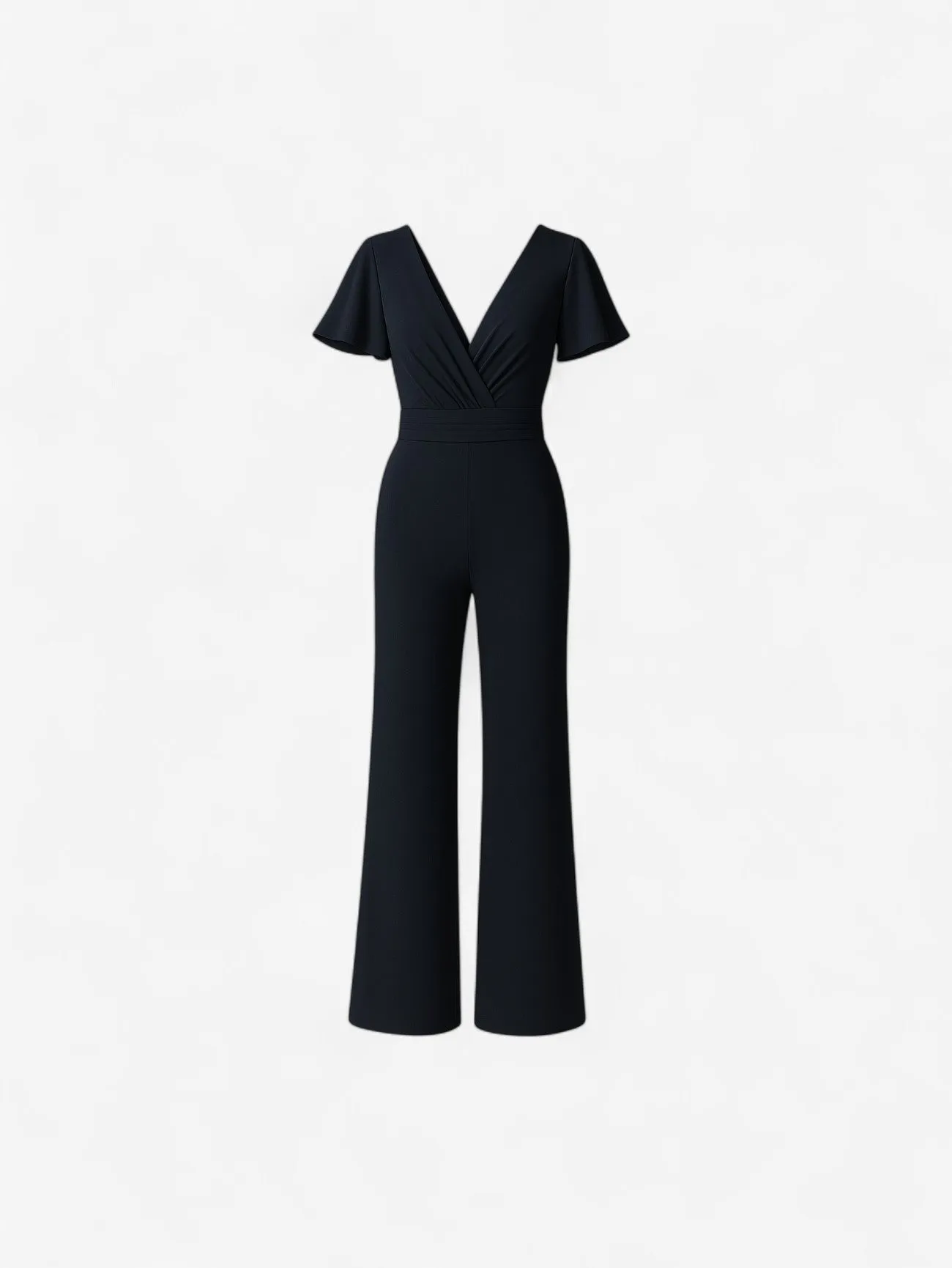 Jada | Women’s Casual V Neck Wide Leg Short Sleeve Jumpsuit