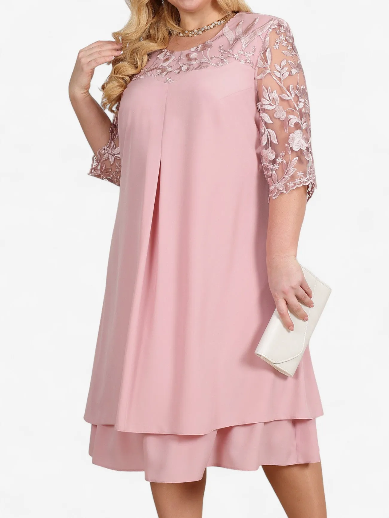 Jada | Women’s Elegant Lace Sleeve Midi Dress