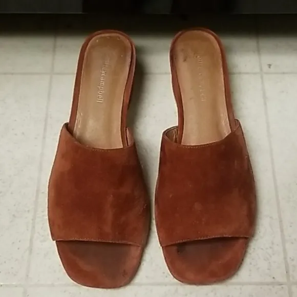 JEFFREY CAMPBELL suede leather sandals rusty red