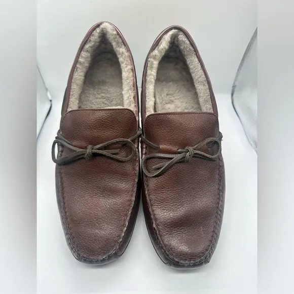 JOHNSTON &amp; MURPHY | CORT SHEARLING SLIPPER | DARK BROWN FULL GRAIN - SIZE 11.5