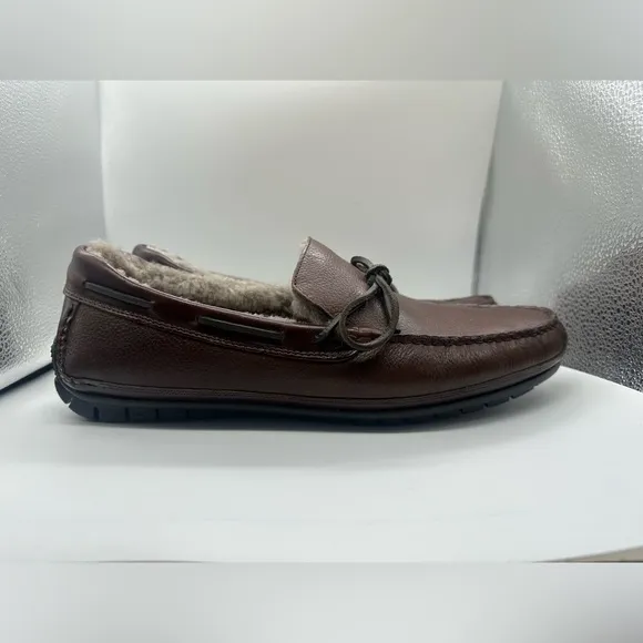 JOHNSTON &amp; MURPHY | CORT SHEARLING SLIPPER | DARK BROWN FULL GRAIN - SIZE 11.5