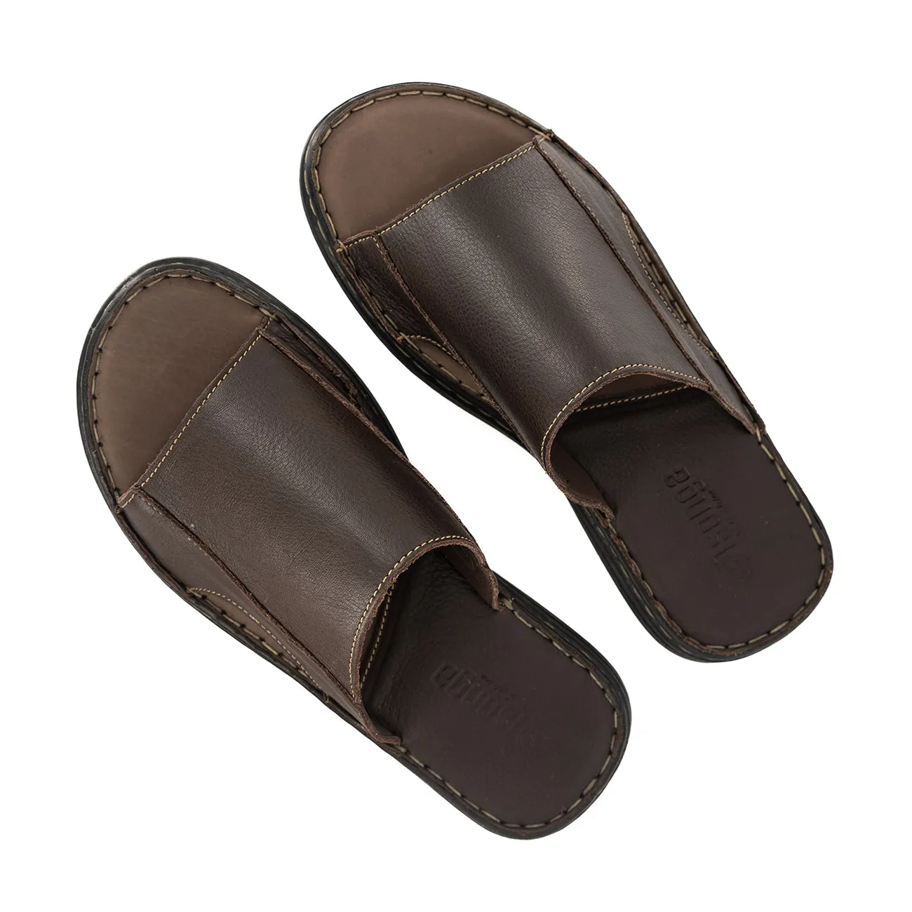 Juza : Mens Leather Sandal in Choc Natan
