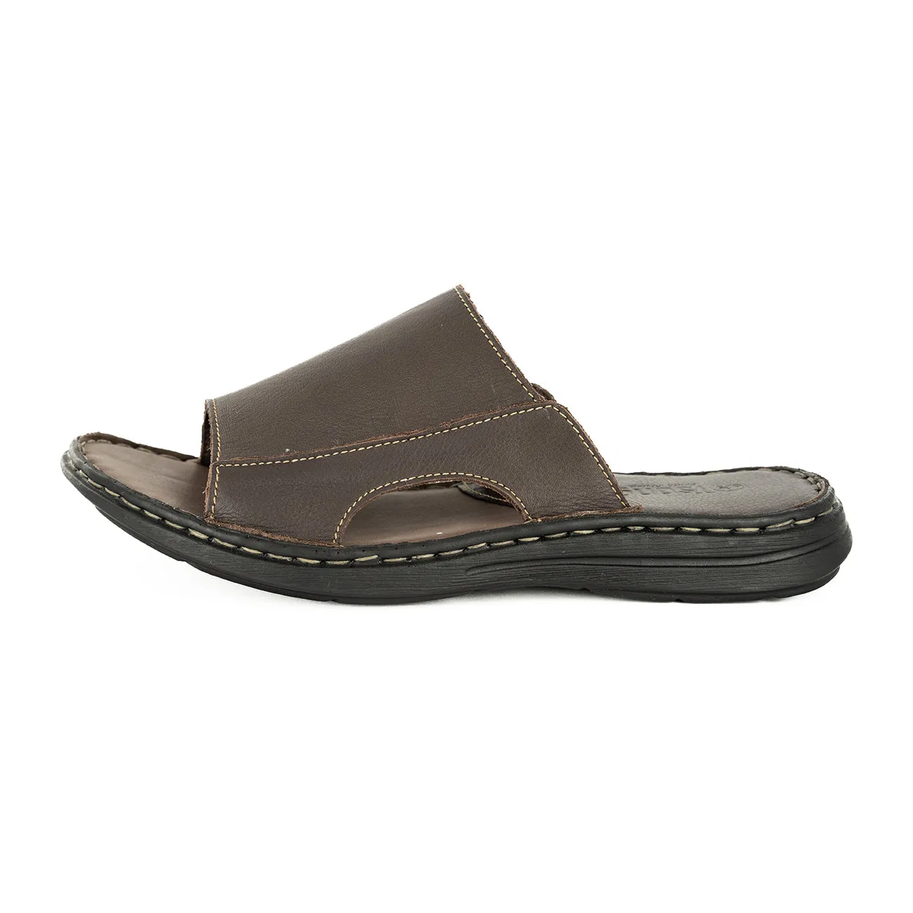 Juza : Mens Leather Sandal in Choc Natan