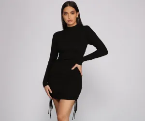Keeping Knit Real Charming Ruched Mini Dress