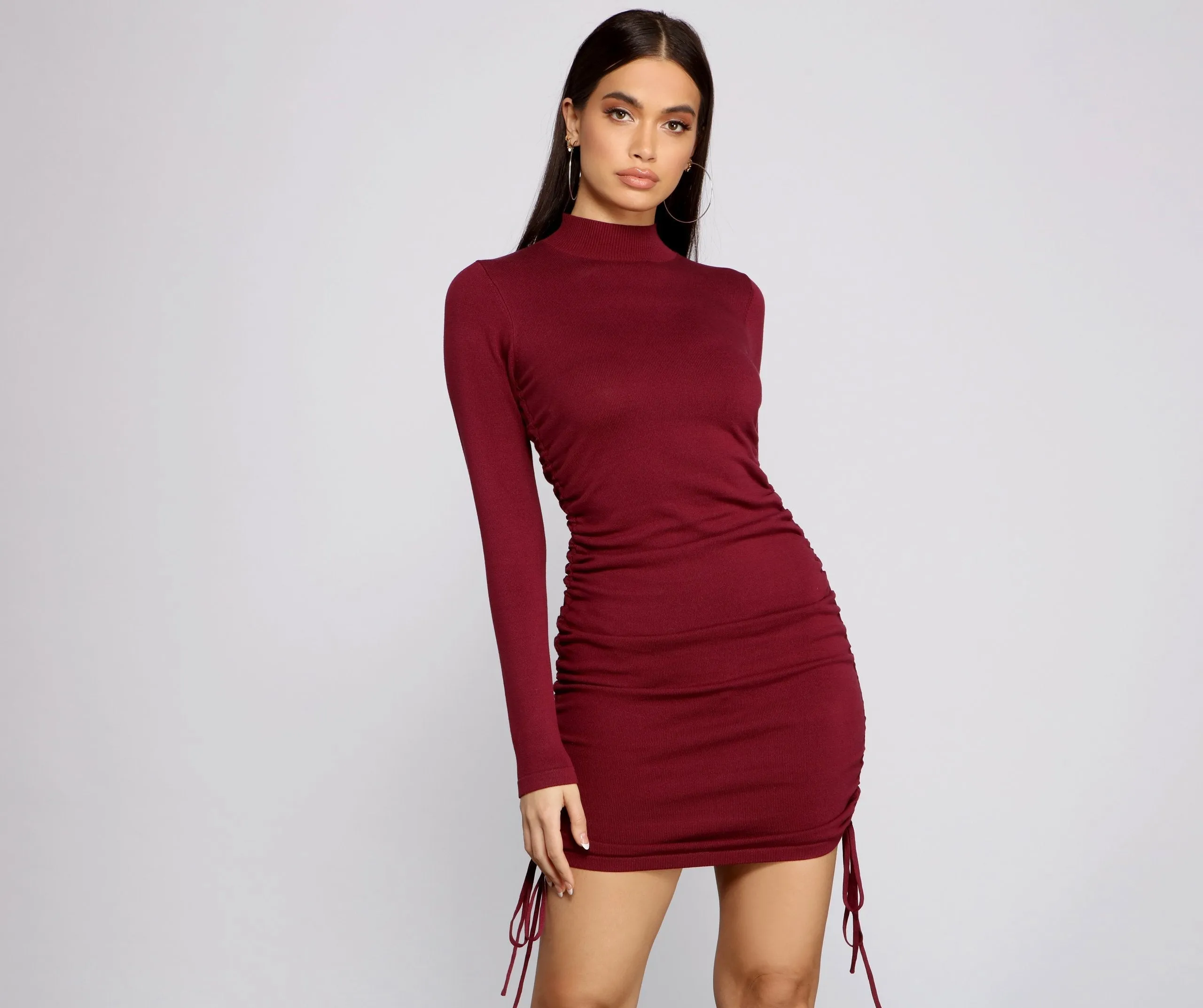 Keeping Knit Real Charming Ruched Mini Dress