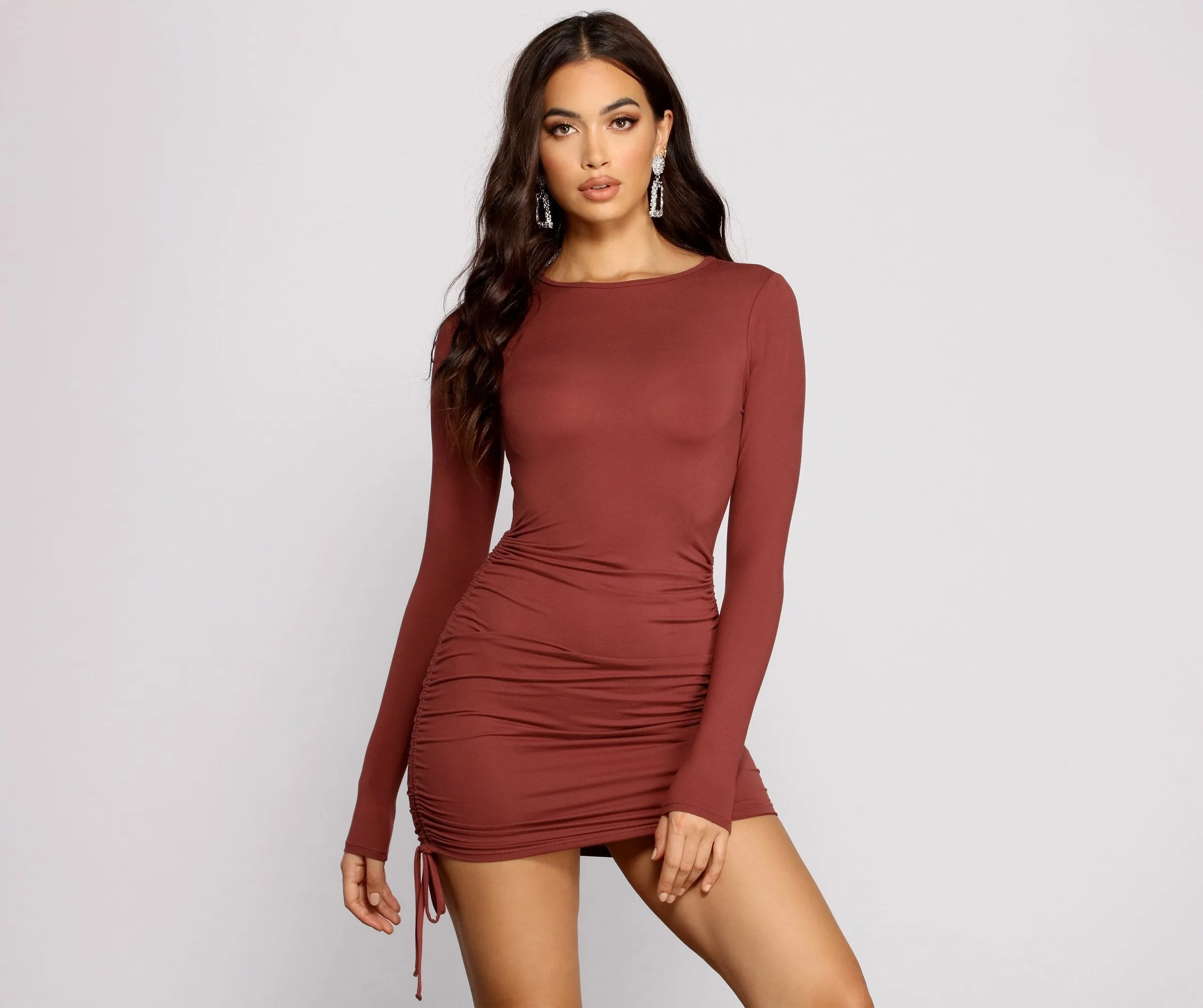 Keeping Knit Real Charming Ruched Mini Dress