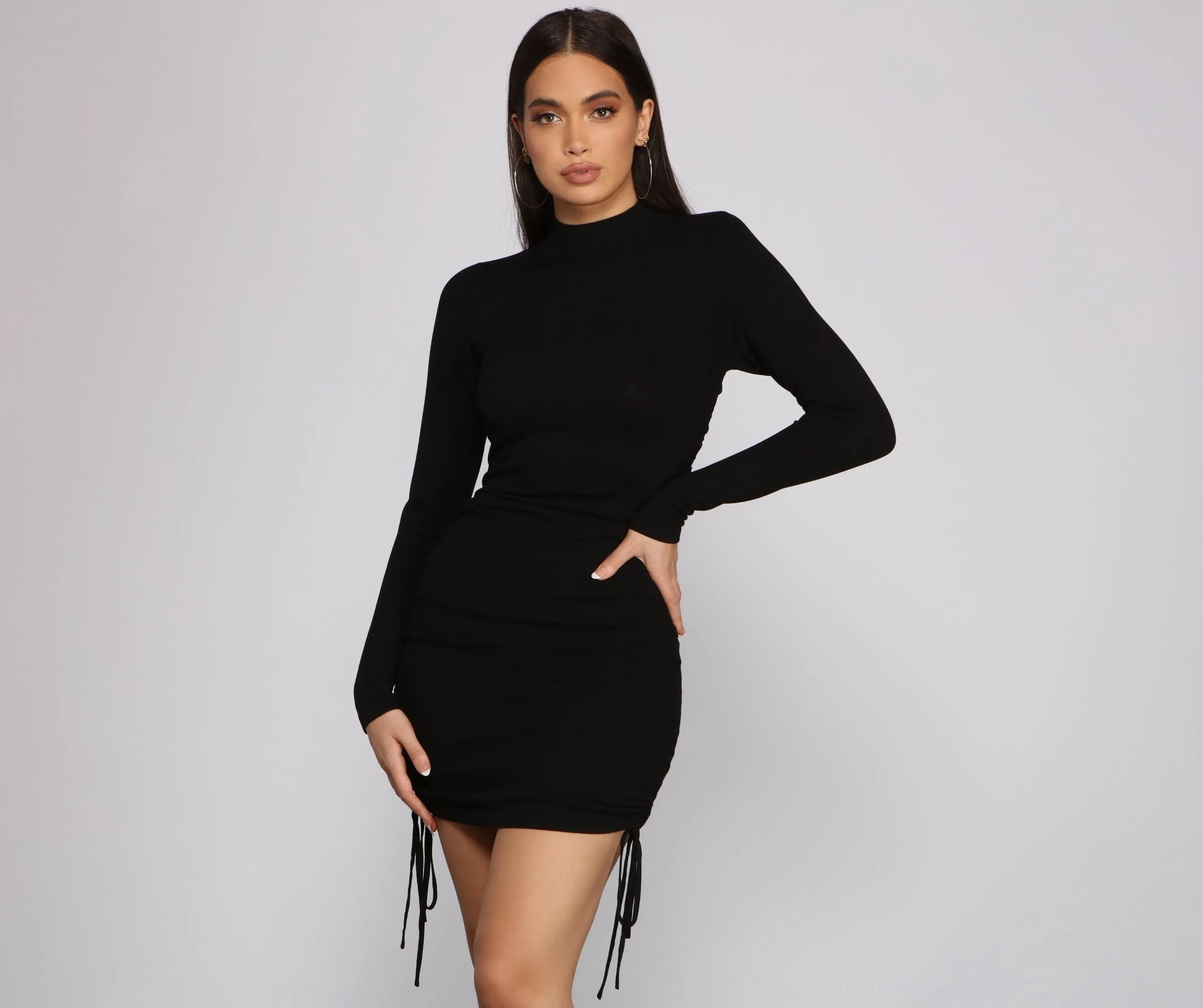 Keeping Knit Real Charming Ruched Mini Dress