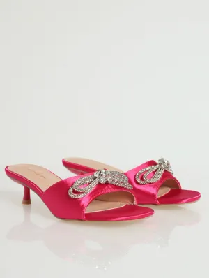 Kitten Heel Peeptoe Mule - Cerise