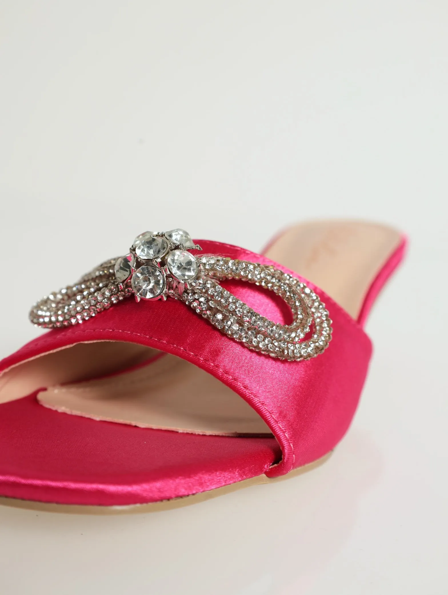Kitten Heel Peeptoe Mule - Cerise