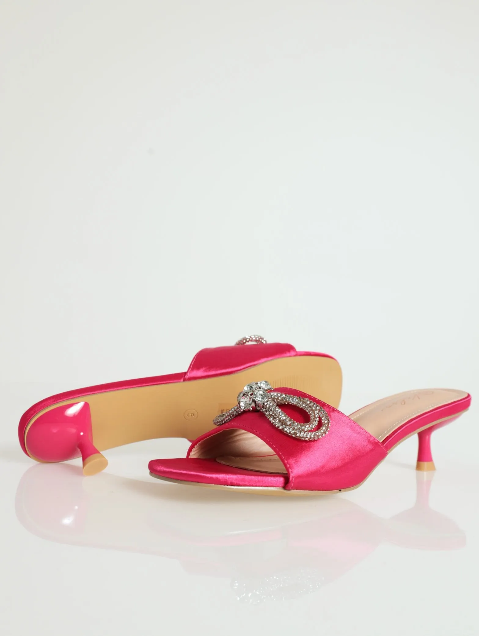 Kitten Heel Peeptoe Mule - Cerise