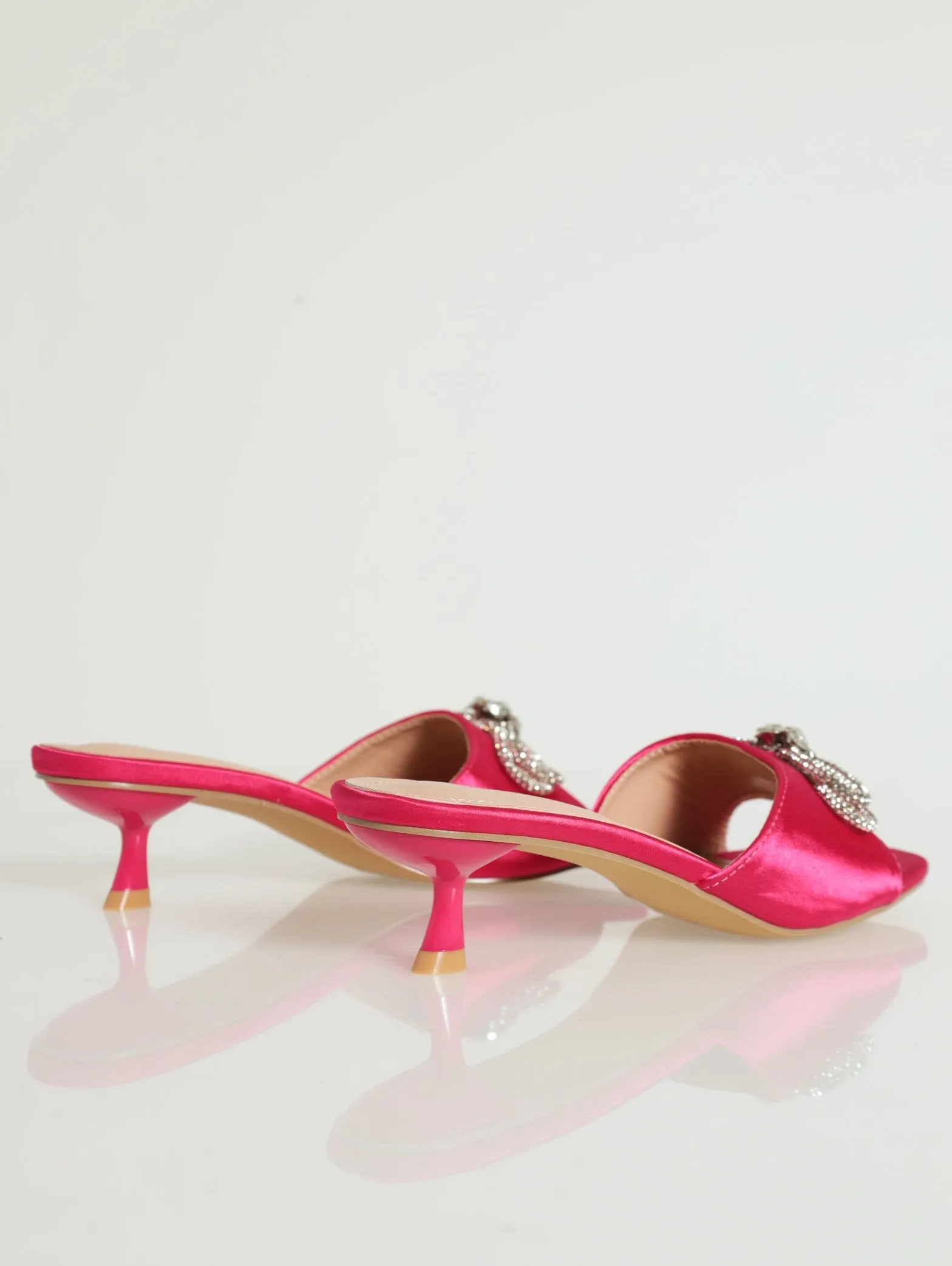 Kitten Heel Peeptoe Mule - Cerise