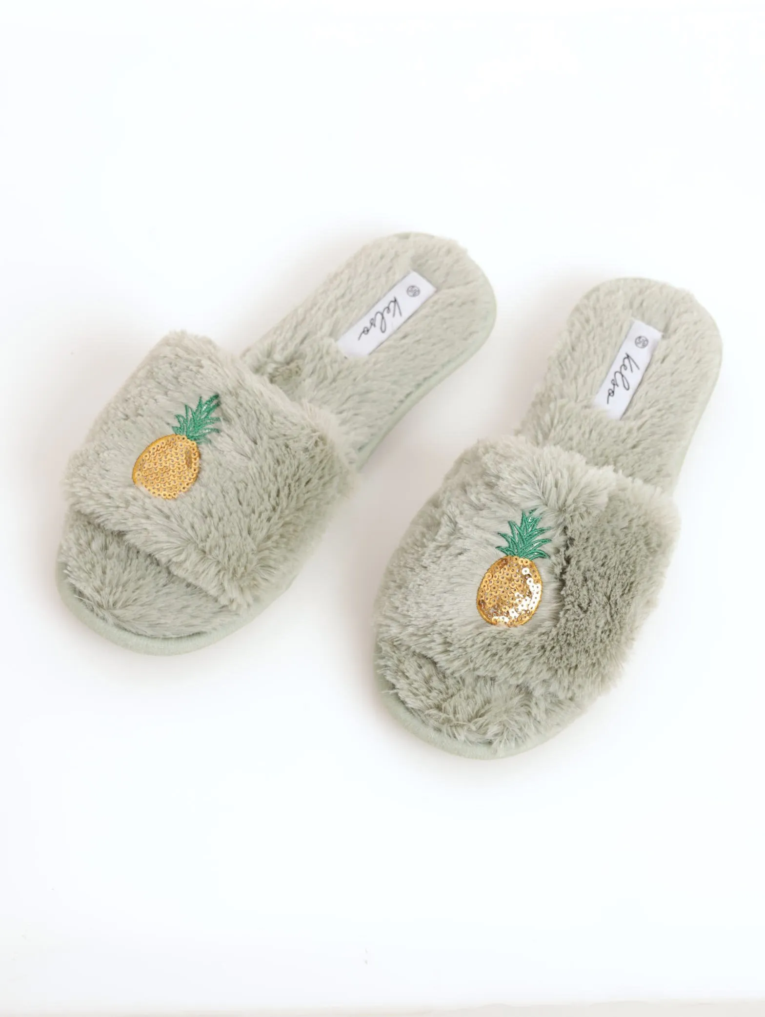 Ladies Pineapple Stamp Open-Toe Slipper - Blue