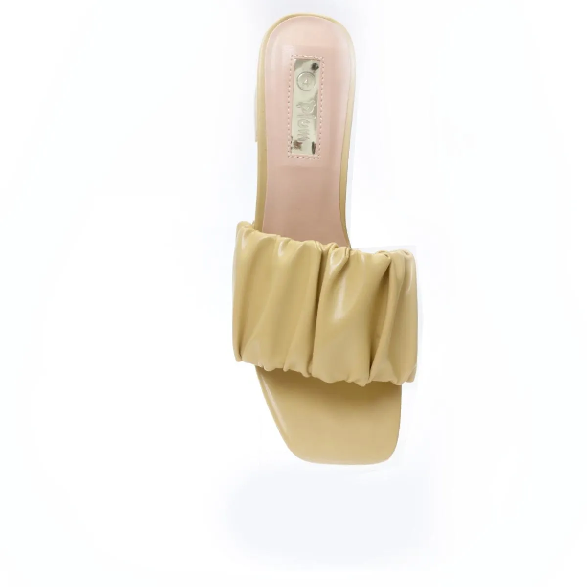 Ladies Rouched Mule Heel - Mustard