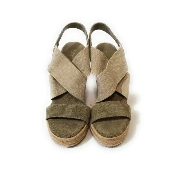 Lauren Ralph Lauren Erica Espadrille Wedge Sandals Platform Heels Size 9.5