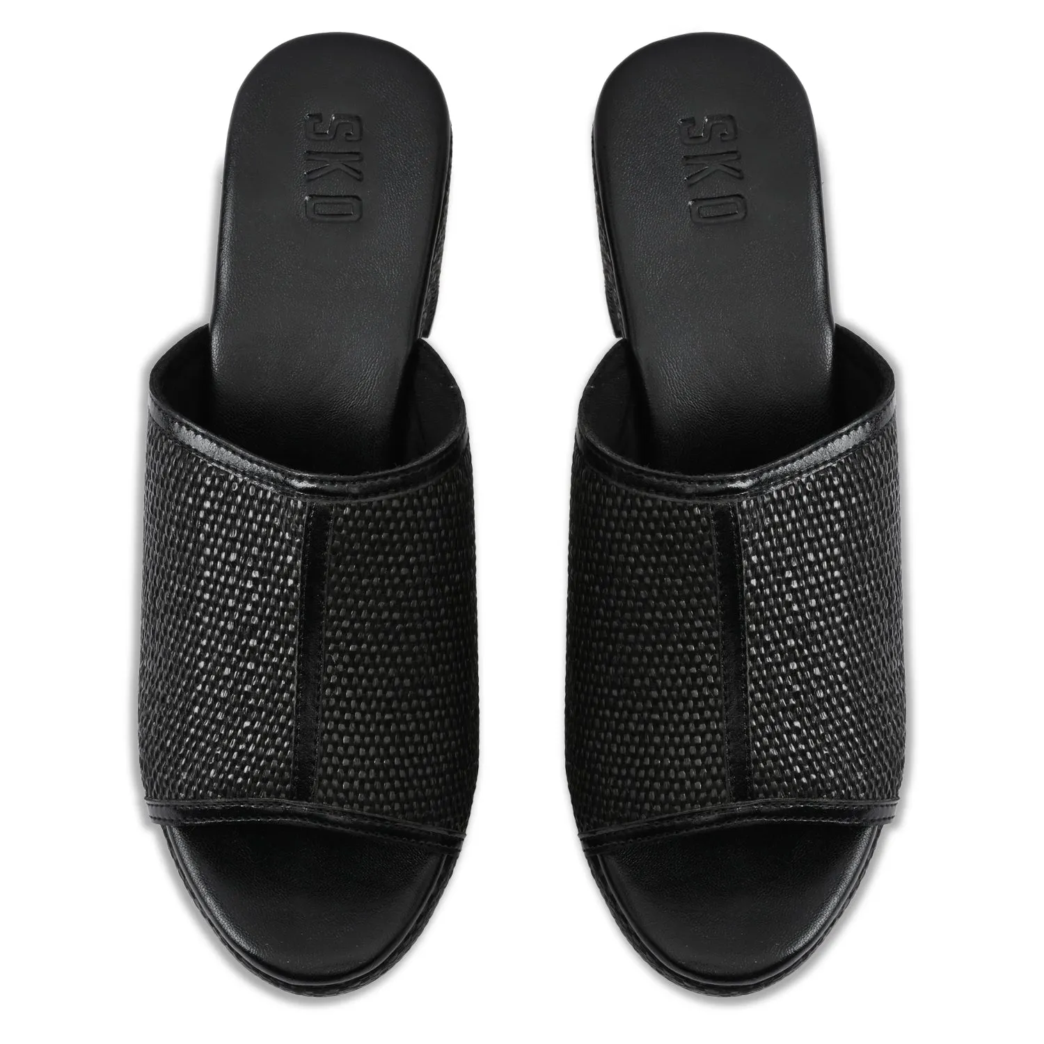 Lima Platform in Black Raffia for Women