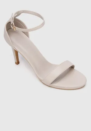 Lindsay Open Toe Heels (White)