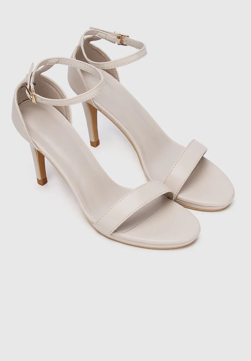 Lindsay Open Toe Heels (White)