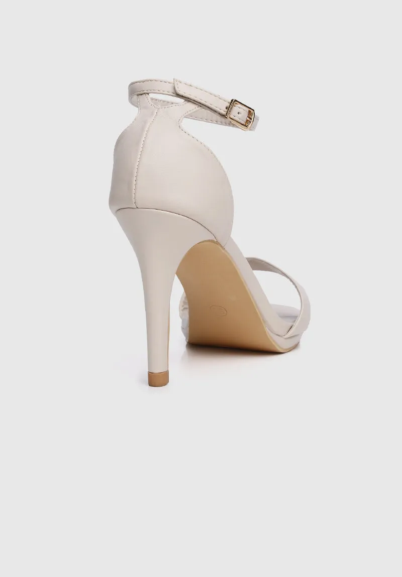 Lindsay Open Toe Heels (White)