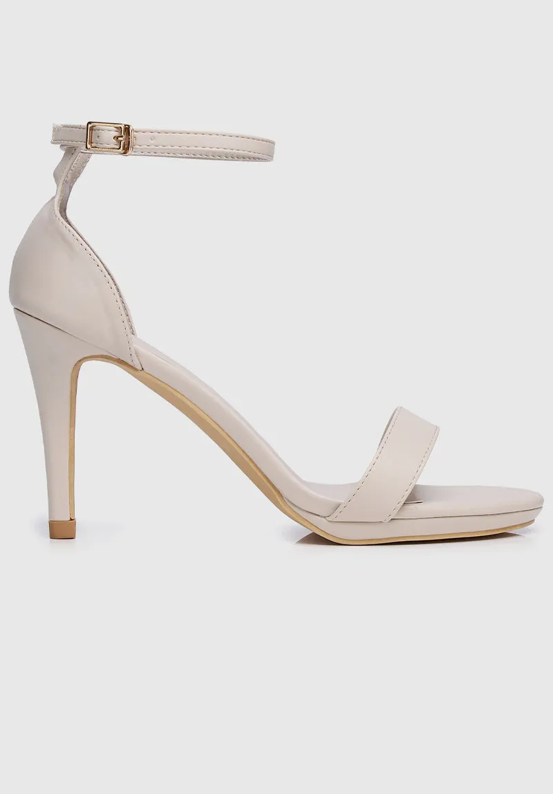 Lindsay Open Toe Heels (White)