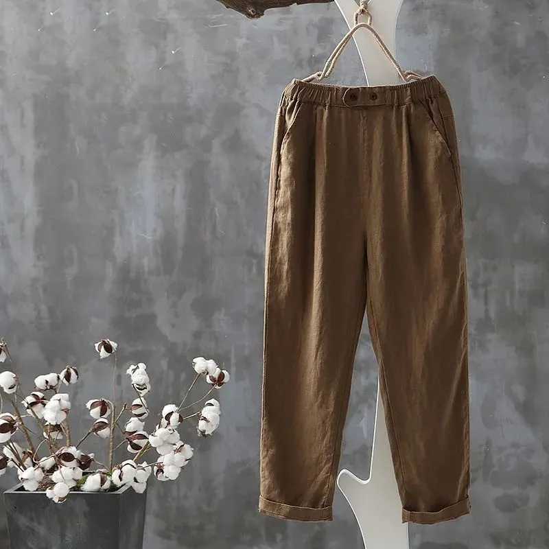 Linen Trousers | High-Waisted | Relaxed Fit