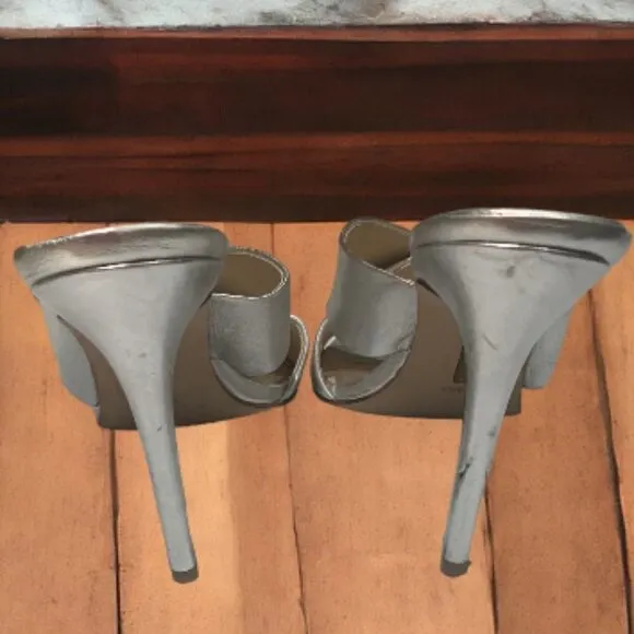 LOUISE ET CIE Halloway 2 Sterling Berlin Metallic Open Toe Slides Mules 10 M