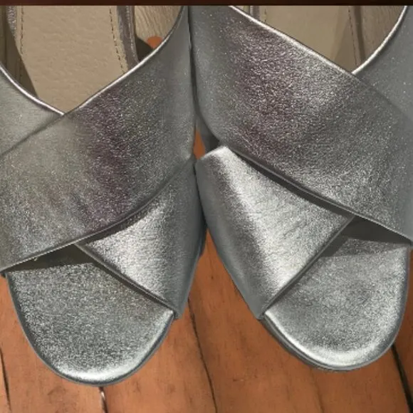 LOUISE ET CIE Halloway 2 Sterling Berlin Metallic Open Toe Slides Mules 10 M