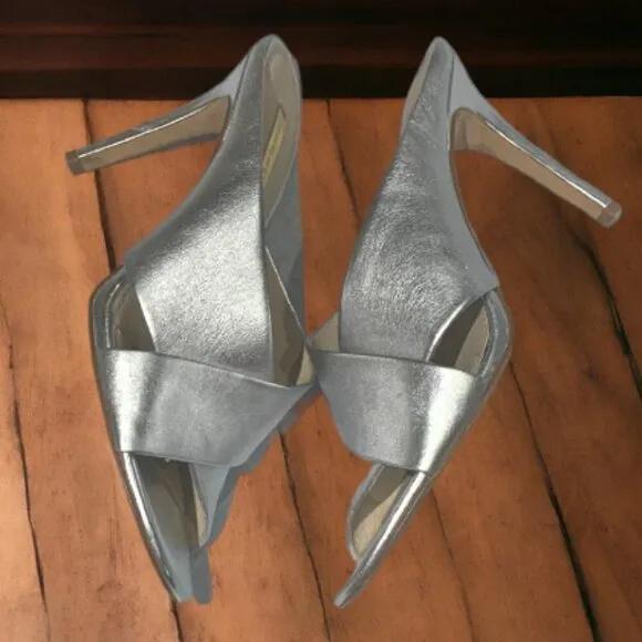 LOUISE ET CIE Halloway 2 Sterling Berlin Metallic Open Toe Slides Mules 10 M