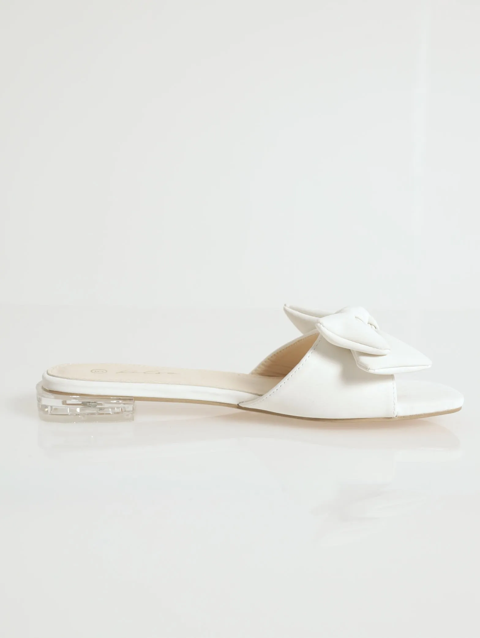 Low Persepx Block Heel Mule - White