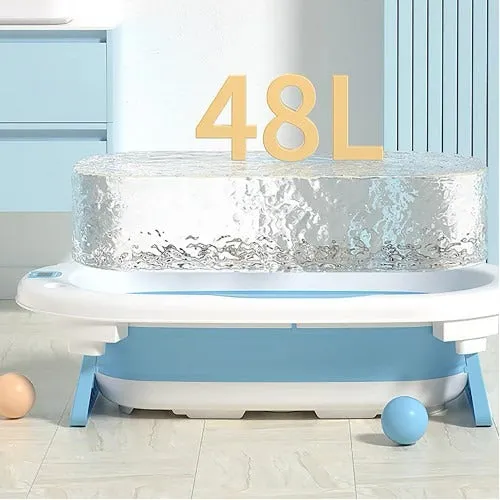 Lucky Baby Baly Collapsible Bath Tub W/Thermometer & Bath Support   Shower Skoop   Orangizer - (Grey)