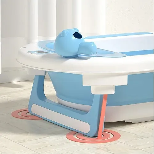Lucky Baby Baly Collapsible Bath Tub W/Thermometer & Bath Support   Shower Skoop   Orangizer - (Grey)