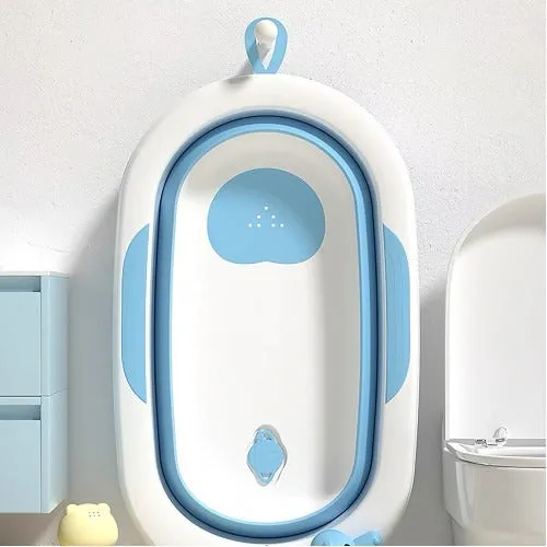 Lucky Baby Baly Collapsible Bath Tub W/Thermometer & Bath Support   Shower Skoop   Orangizer - (Grey)