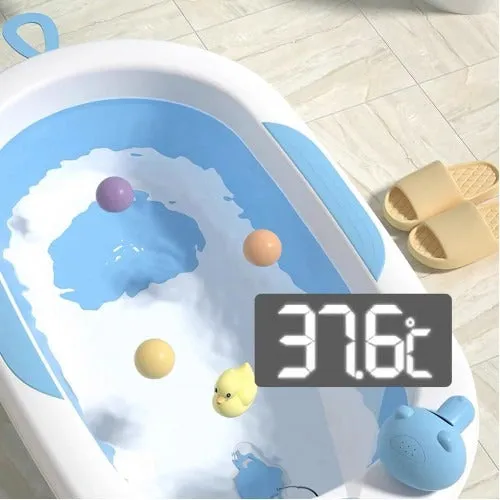 Lucky Baby Baly Collapsible Bath Tub W/Thermometer & Bath Support   Shower Skoop   Orangizer - (Grey)