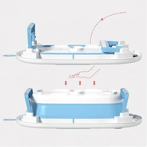 Lucky Baby Baly Collapsible Bath Tub W/Thermometer & Bath Support   Shower Skoop   Orangizer - (Grey)