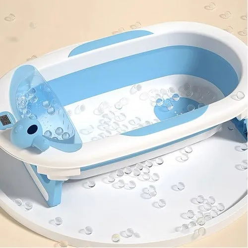 Lucky Baby Baly Collapsible Bath Tub W/Thermometer & Bath Support   Shower Skoop   Orangizer - (Grey)