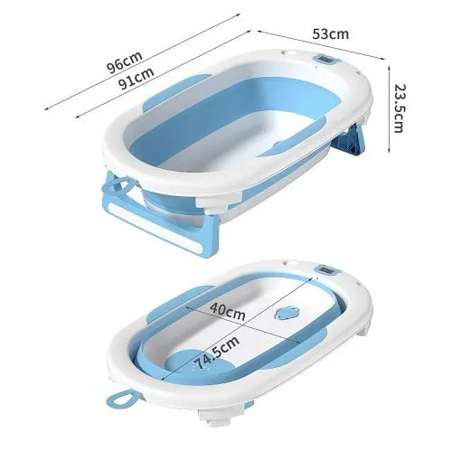 Lucky Baby Baly Collapsible Bath Tub W/Thermometer & Bath Support   Shower Skoop   Orangizer - (Grey)