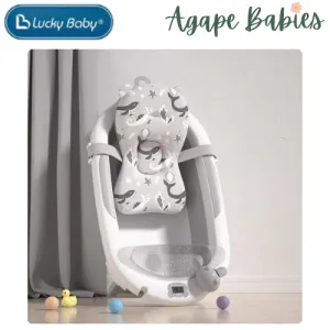 Lucky Baby Baly Collapsible Bath Tub W/Thermometer & Bath Support   Shower Skoop   Orangizer - (Grey)