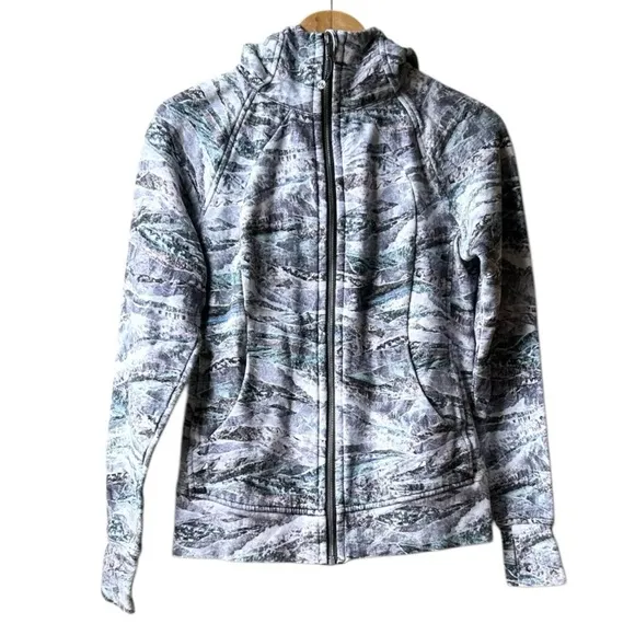 Lululemon Scuba Hoodie Light Cotton Fleece Springscape Blue Grey Multi Sz 8